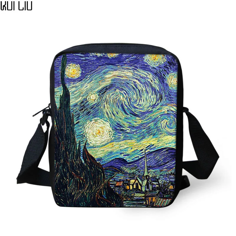 

Customized Messenger Bag School bags Crossbody shoulder schoolbag girls teenage Vincent van Gogh Starry Night Print