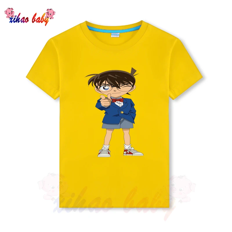 

Childrens Boys T Shirt Baby Cotton Clothing Summer Top girl Cartoon Conan pattern kids Tee Size 2-15Year