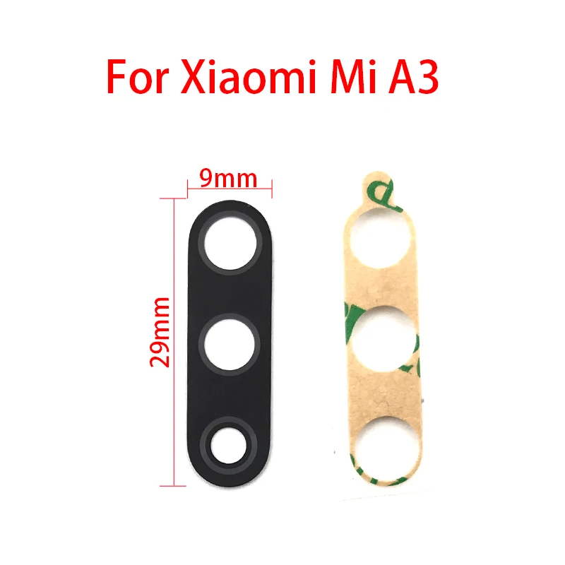 2 шт./лот, задняя камера, стеклянная крышка объектива для Xiaomi Mi A3 с наклейкой, клейкие запасные части