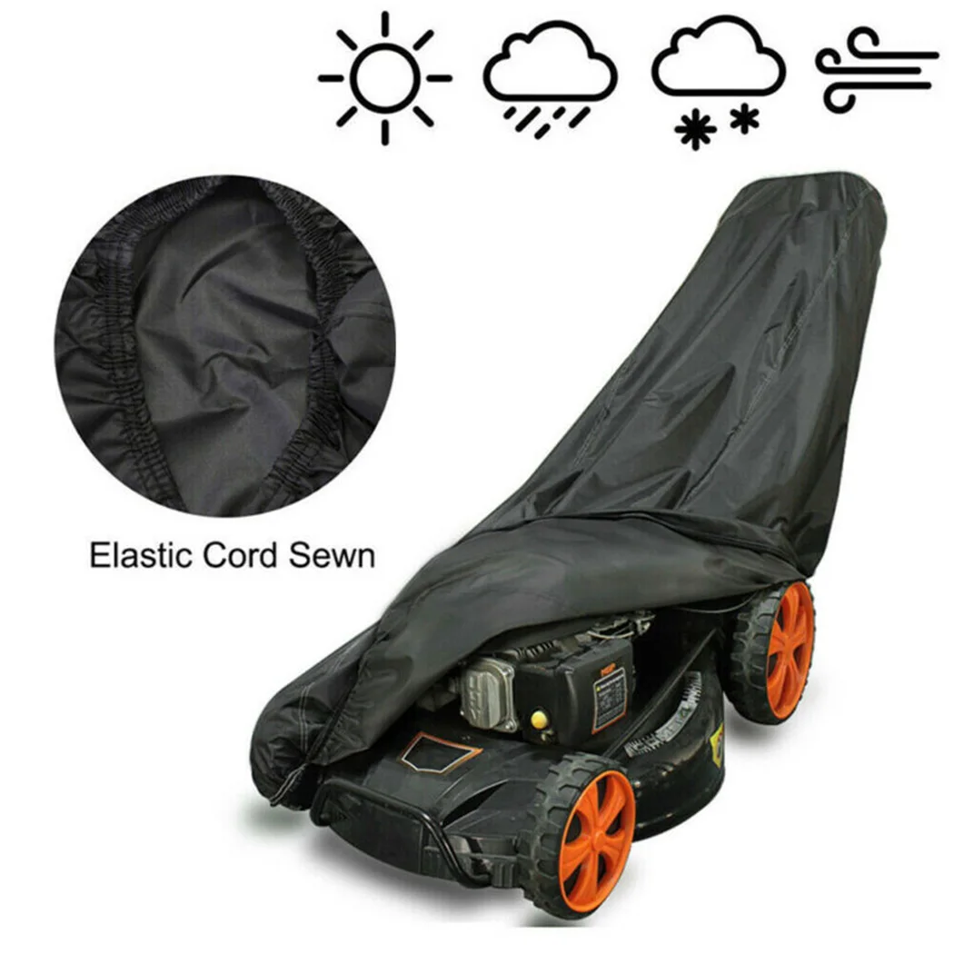 

W/ Storage Bag Lawn Mower Cover Outdoor Black Oxford cloth Large Size Universal