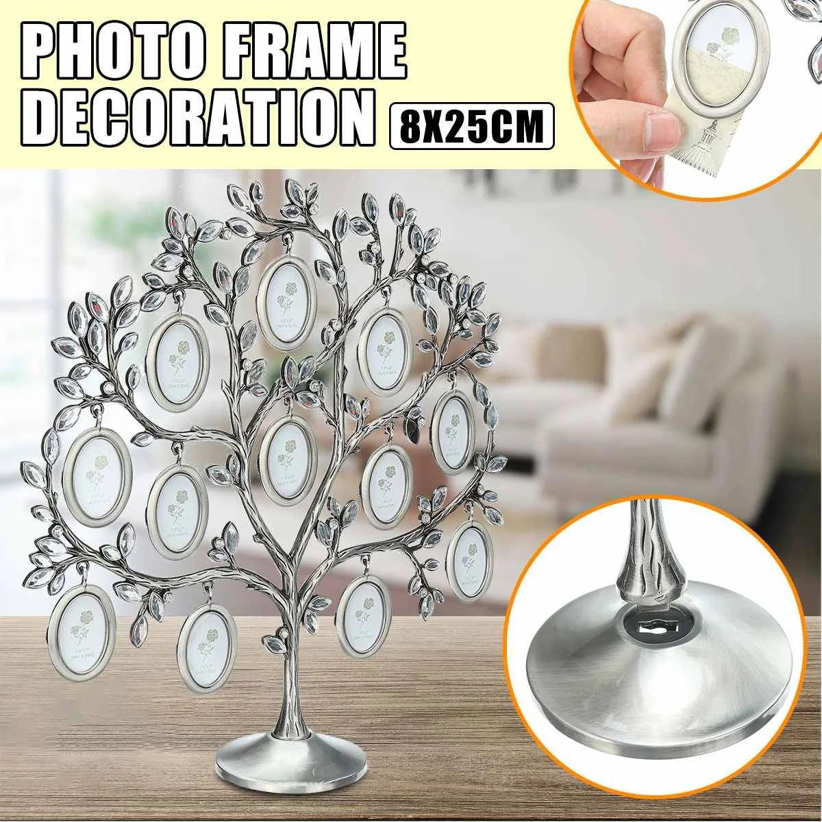 

Creative Family Tree Hanging Photo Picture Tree Frame Desk Display Decor With 12 Hanging Photo Frame