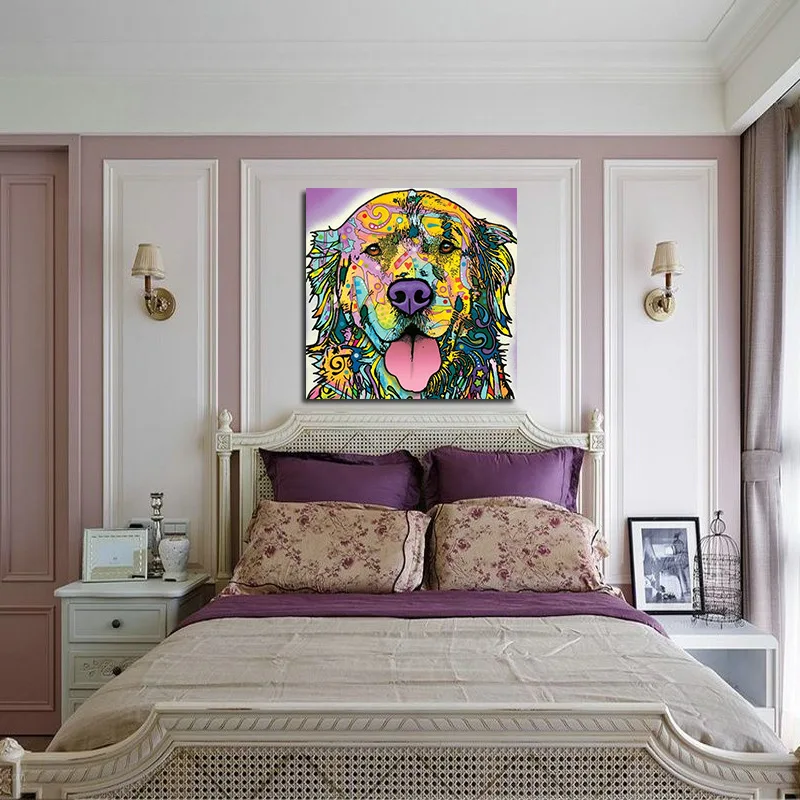 Милая голова золотистого ретривера с животными без рамки сделай сам рисование по