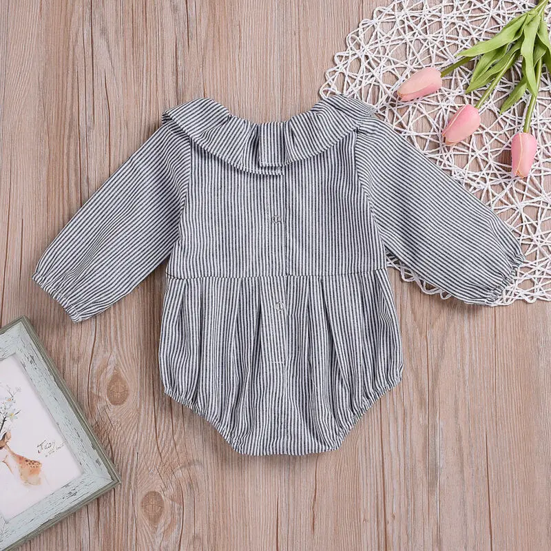 Милые Боди в полоску с длинными рукавами для новорожденных девочек милый