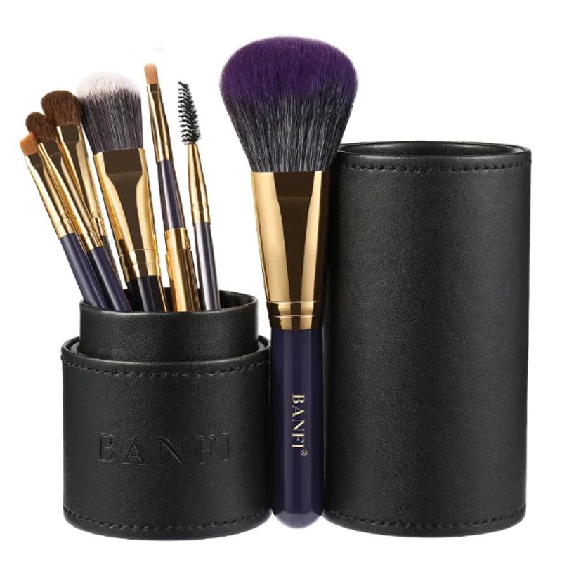 

7pcs Girl Makeup Brush Set Strong Powder Grasping Power Soft Bristles Loose Powder Brush Eyebrow Brush Brush Bucket Tool