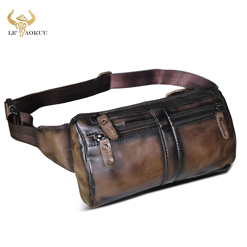 Мужской кожаный ремень Крейзи Хорс коричневый дорожный ремень-слинг нагрудная