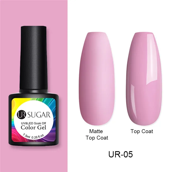 pink5 Ur Sugar 7,5 мл матовый цветной УФ-гель для ногтей чистый лак для ногтей матовое верхнее покрытие замачиваемый Гель-лак для дизайна ногтей маникюрный лак основа сделай сам - Цвет: pink5
