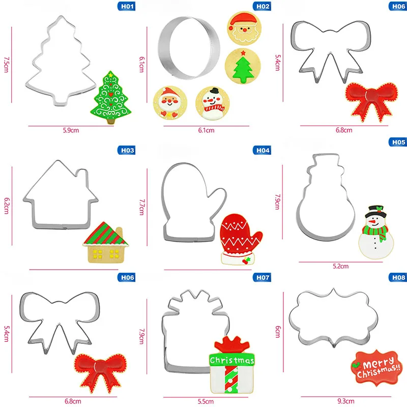 Stainless Steel Biscuit Mould Santa Claus Shape Fondant Cake Mold DIY Sugar Craft Xmas 3D Pastry Cookie Cutters Cake Tools