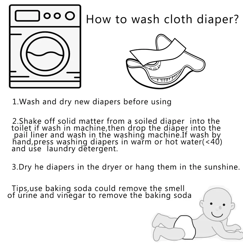Happyflute 2023 4pcs/set Washable Eco-friendly Baby Cloth Diaper Ecological Adjustable Nappy Reusable Diaper Fit 0-2year 3-15kg images - 6