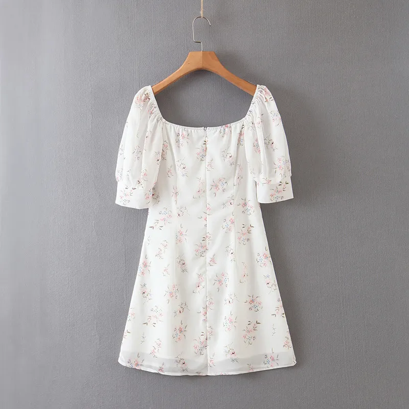 Женское летнее платье с квадратным вырезом коротким рукавом | Женская одежда