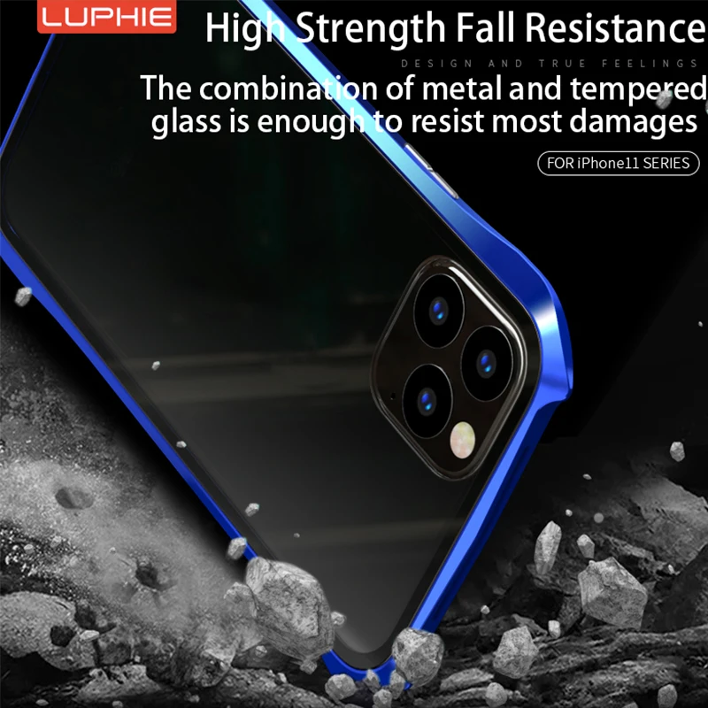Luphie 360 Full Wrap Magnetic Case for iPhone 11 Pro Max 9H Tempered Glass Mobile Phone Cover |