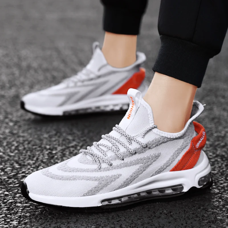 

mesh on shoes para de slip trainers sneaker Men solid white casual Shoes Sneaker mens hot knitting Male Light s zapatos shoe 39