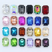all size 24 color flat rectangle sew on strass glass stone crystal gems sewing rhinestone silver base button clothes accessories
