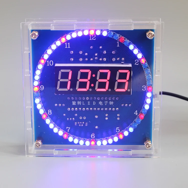 DIY Rotating Digital LED Display Module Alarm Electronic Digital Clock Kit 51 SCM Learning Board 5V DS1302 images - 6