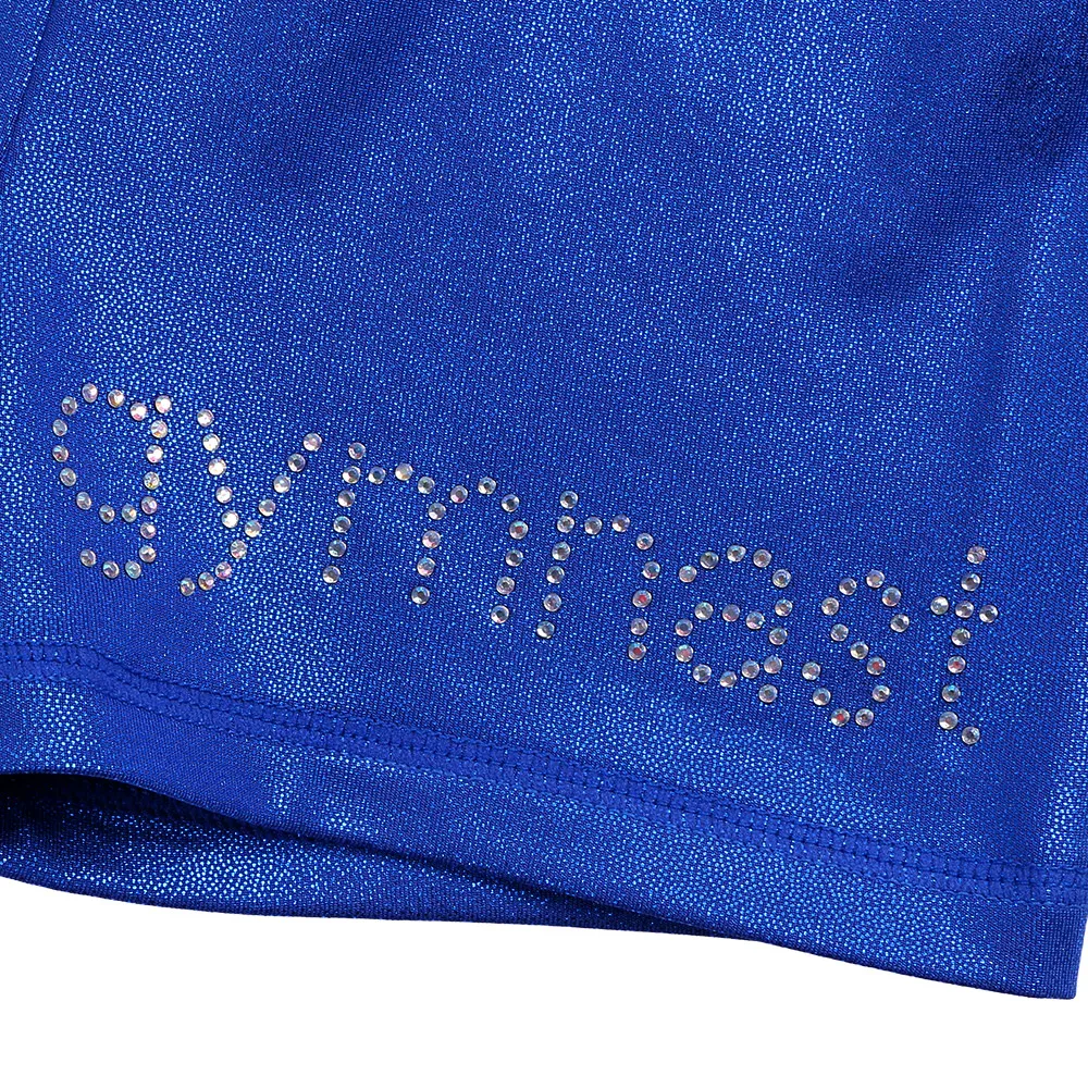 BAOHULU Blue Skinny Girls Shorts Baby Toddler Sports Gymnastics Dancing Shorts Sparkly High Elastic Pants for Kids 4-12 Years