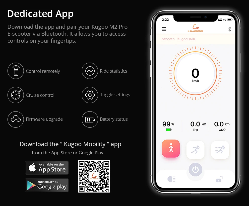 [Европейский запас] KUGOO M2 PRO складной электрический скутер 350 Вт двигатель ЖК-дисплей экран 3 режима скорости Макс 30 км/ч 8,5-дюймовые шины XIAOMI M365