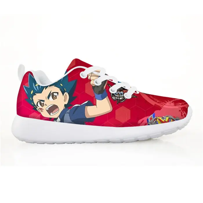 Изготовленный на заказ Мода: Beyblade Burst с рисунком, детская спортивная обувь для детского сада для мальчиков и девочек; повседневные туфли на плоской подошве дышащие туфли на шнуровке - Цвет: Небесно-голубой