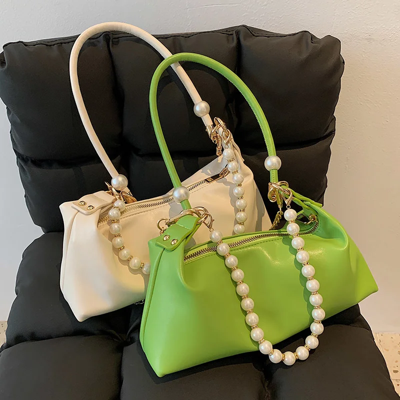 

Small Soft PU Leather Underarm Crossbody Bag with Short Beading Belt for Women 2021 Shoulder Purses and Handbags Female Travel