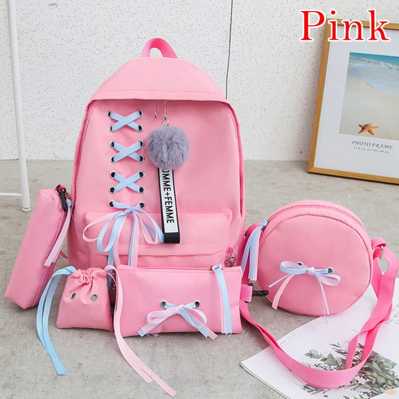 pink-5 3 шт. школьные сумки с принтом для девочек-подростков, школьный рюкзак, модные школьные рюкзаки для детей, детская сумка, черный рюкзак - Цвет: pink-5