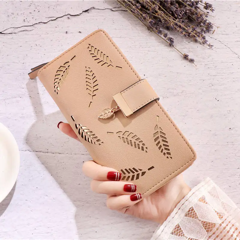 2021 женский кошелек с полыми листьями для кредитных карт женские кошельки монет