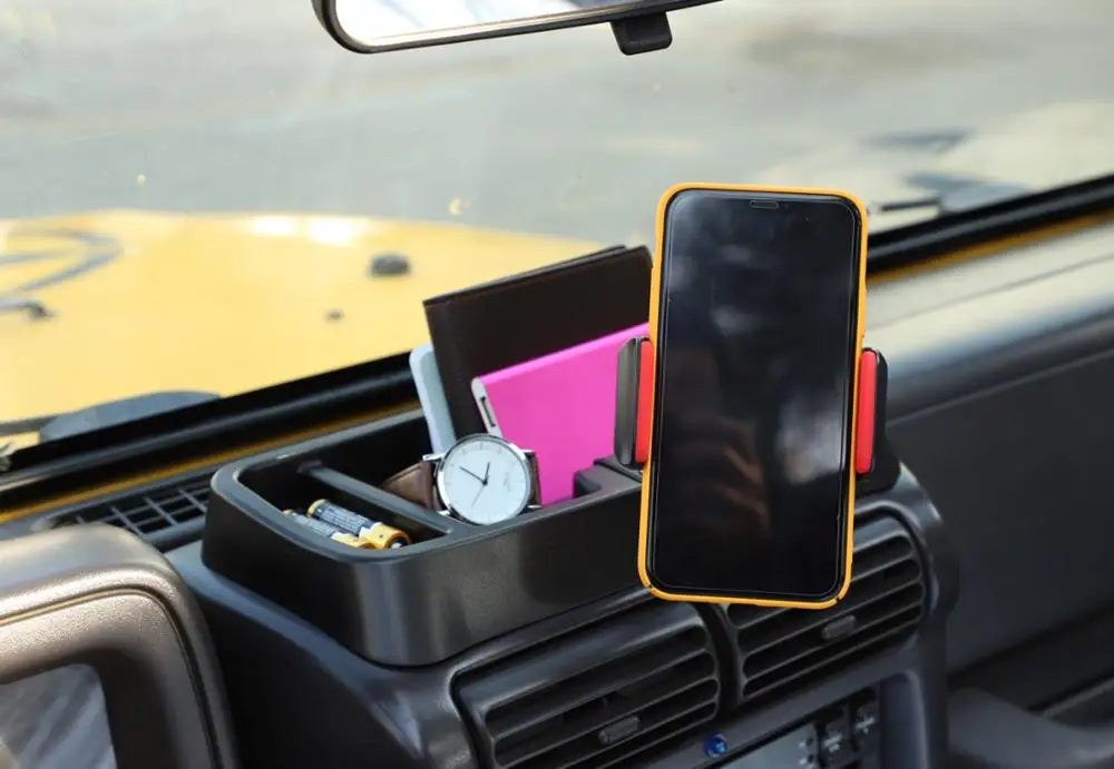 car center console gps navigation bracket phone holder for jeep wrangler tj 1997 2006 interior accessories abs black styling free global shipping