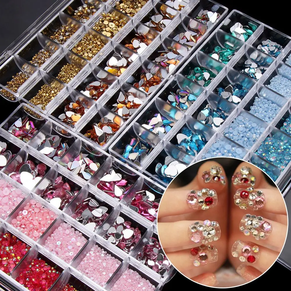 

Hot Flatback Non Hotfix With a Drill Pen Nial Crystals Nail Rhinestones Multi Shapes AB Glass