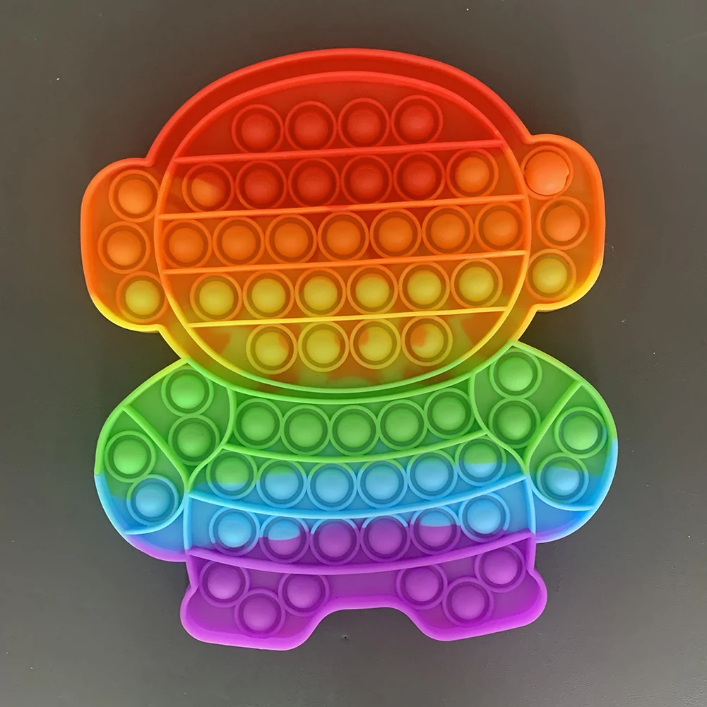 

Rainbow Push Bubble Fidget Toys Spaceman Sensory Autism Squeeze Stress Reliever Toys Game Simpl Dimple Fidget Relax Toy