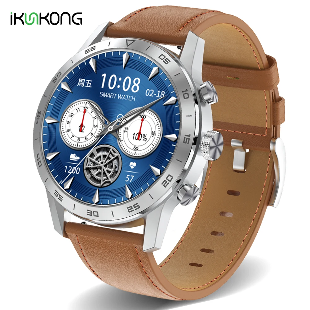 

2021 New Wireless Charging Sports Smart Watch IP68 Waterproof Leather Smartwatch Mens Watches Fitness Bracelet For Android Apple
