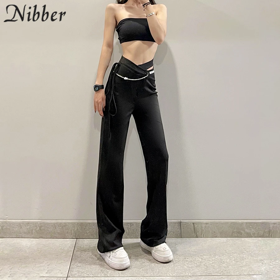 Модные Повседневные однотонные прямые брюки Nibber сексуальный дизайн с пуговицами