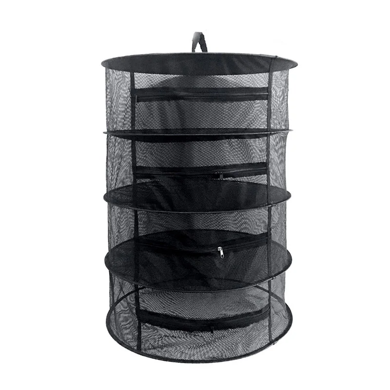 

4 Layers Collapsible Wire Mesh Hanging Net Black Drying Rack Clothes Basket Laundry Storage Bag Herb Bud Drying Homeware -30