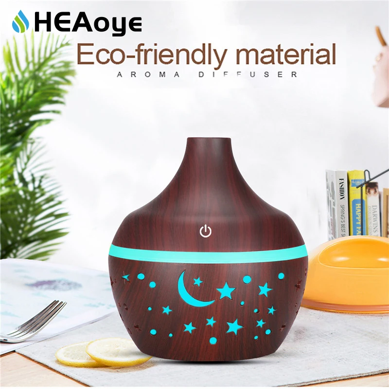 Деревянный ультразвуковой увлажнитель воздуха с зернистой поверхностью 300