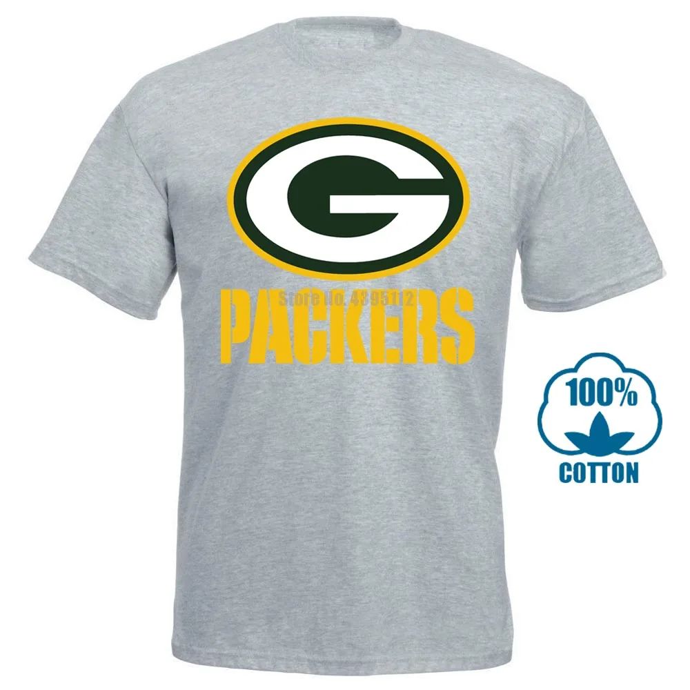 Футболка The Packers, профессиональная команда американских футболистов, черная футболка,, хлопковые футболки с коротким рукавом, мужская одежда - Цвет: Серый