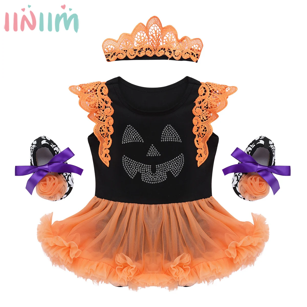 Для младенцев для малышей девочек костюм на Хэллоуин комплект с рукавами