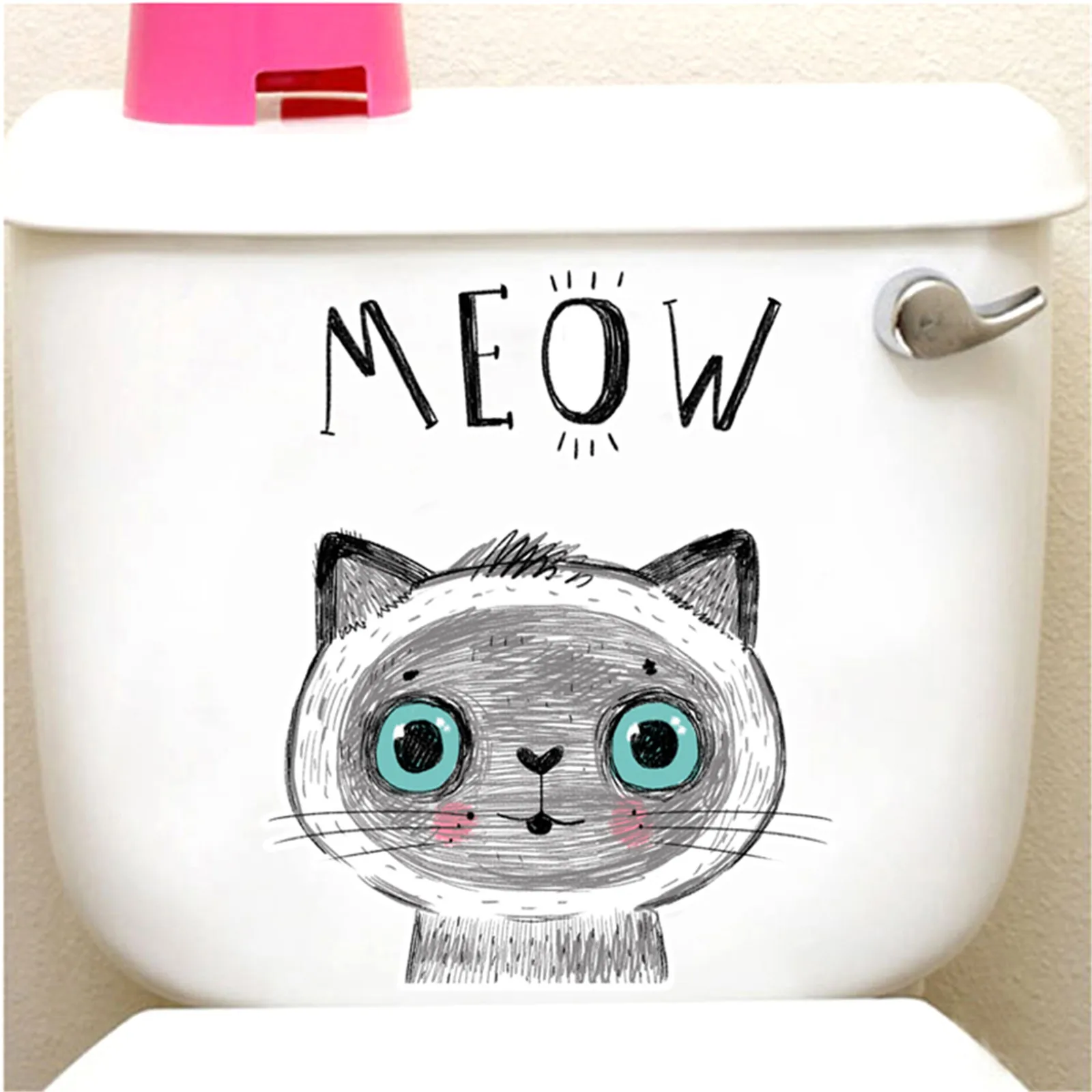 Наклейка на унитаз с милым котом домашнее украшение сделай сам забавные