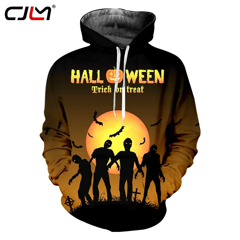 CJLM Мода Хэллоуин новый человек Луна зомби толстовки уличный Свитшот Лидер продаж