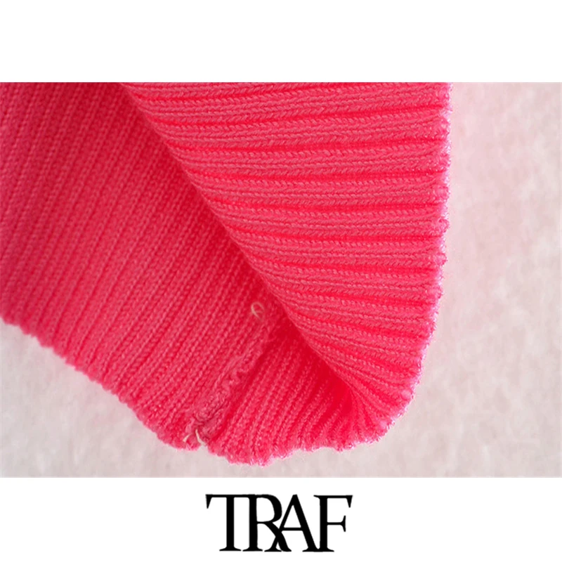 

TRAF Women Sexy Fashion Hollow Out Cropped Knit Tank Tops Vintage Backless Thin Straps Female Camis Mujer