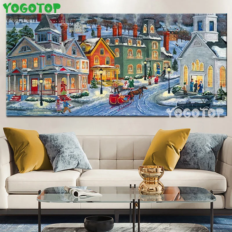 

Картина стразы, алмазная живопись, квадратная вышивка в виде снежного дома, алмазная вышивка, Кристальное искусство, Рождество YY5465