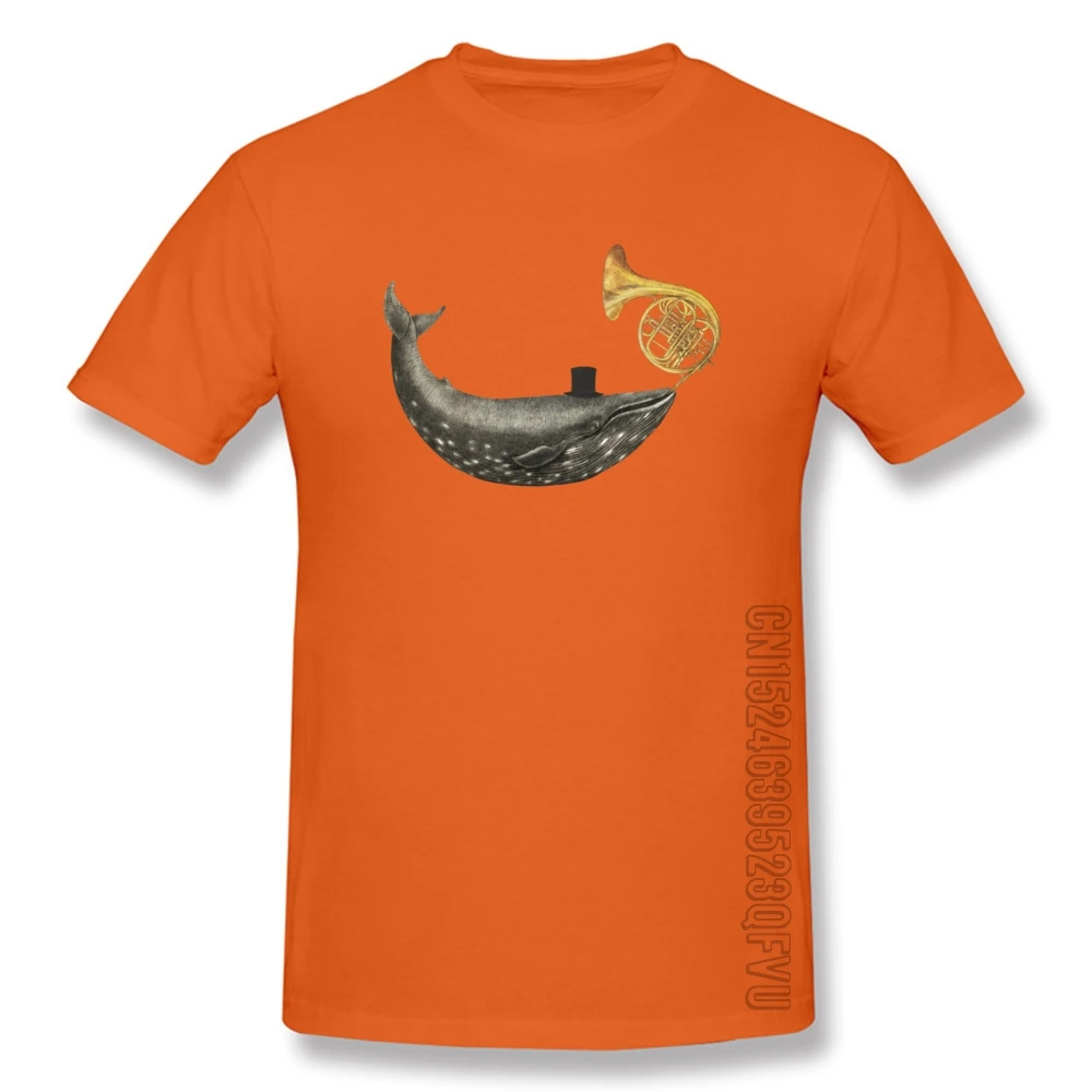 

Newest Design Orange Tops Shirt Whale Song Horn Funny T Shirt Summer Fall Teeshirt 2018 Fashion Printed Short Sleeve Pure Cotton