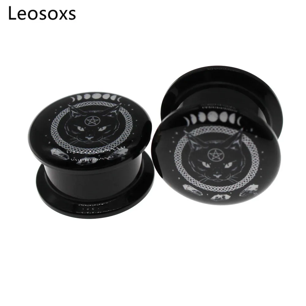 Leosoxs 2 шт. взрывоопасных личность акрил с принтом головa кота ухо расширитель