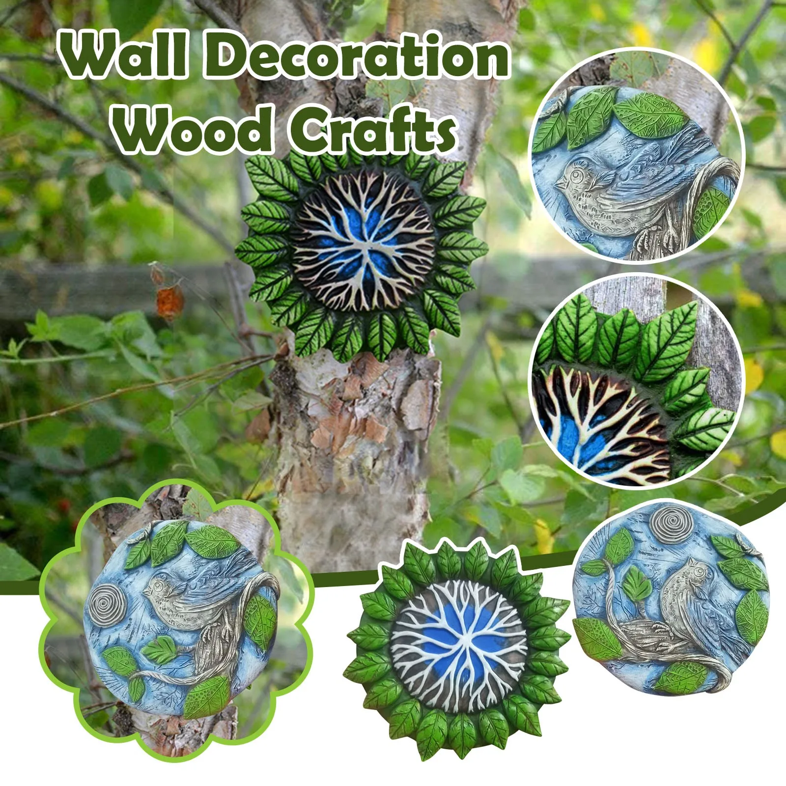 Художественная садовая скульптура с цветами и птицами синие птицы натуральная