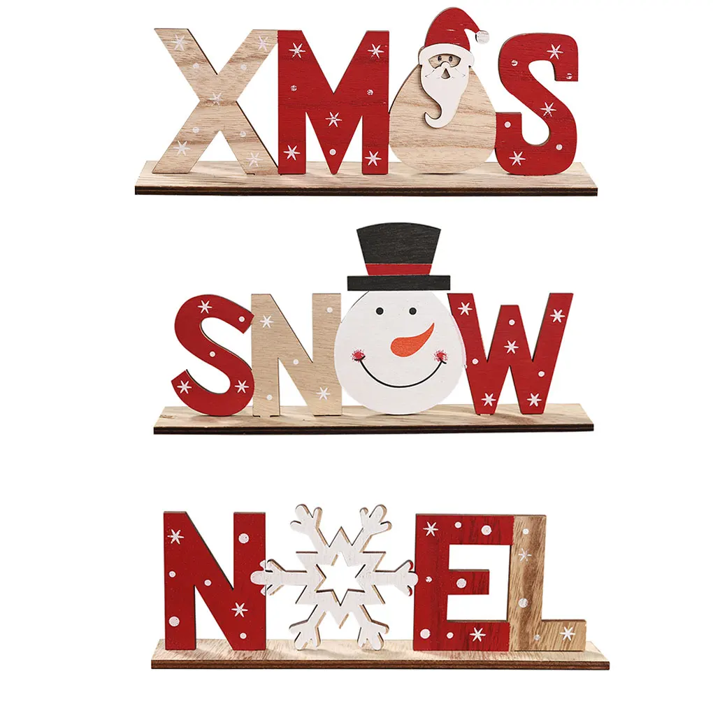 

Christmas Decorations for Home Wooden Letter Santa Claus Ornaments Xmas Home Dinner Party Table 2020 Decor Navidad New Year 2021