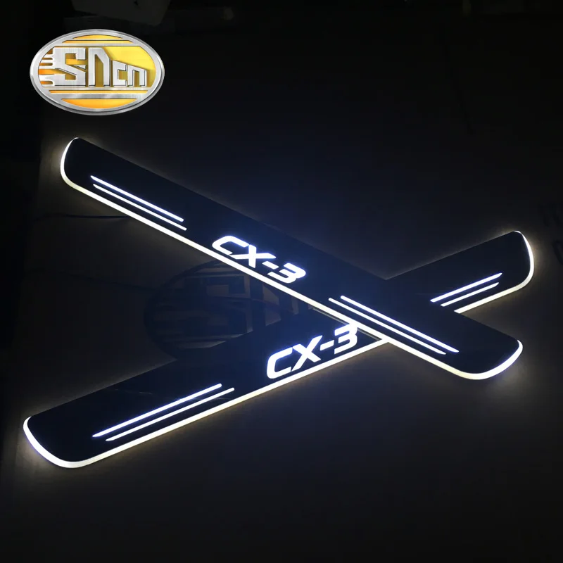 

SNCN 4PCS Car LED Door Sill For Mazda CX-3 CX3 2016 2017 2018 Ultra-thin Acrylic Dynamic LED Welcome Light Scuff Plate Pedal