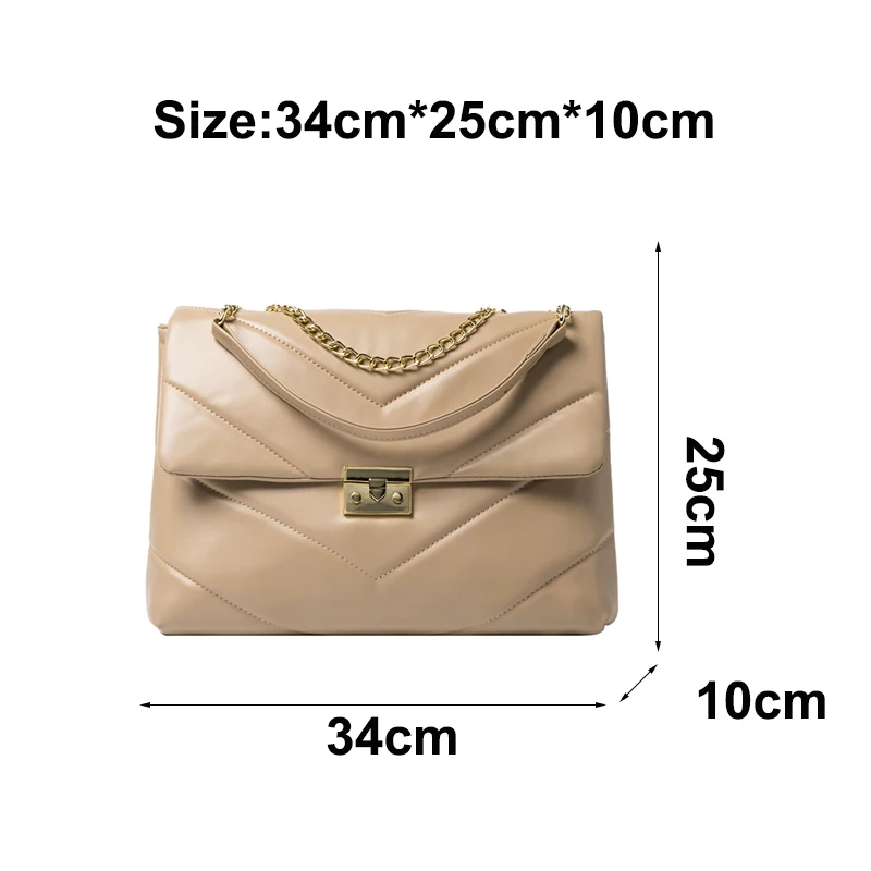 

Women's Luxury Shoulder Bag Pu Leather Designer Handbag Large Capacity Tote Bags Soft Chain Shopping Bag Aesthetic Casual Bags