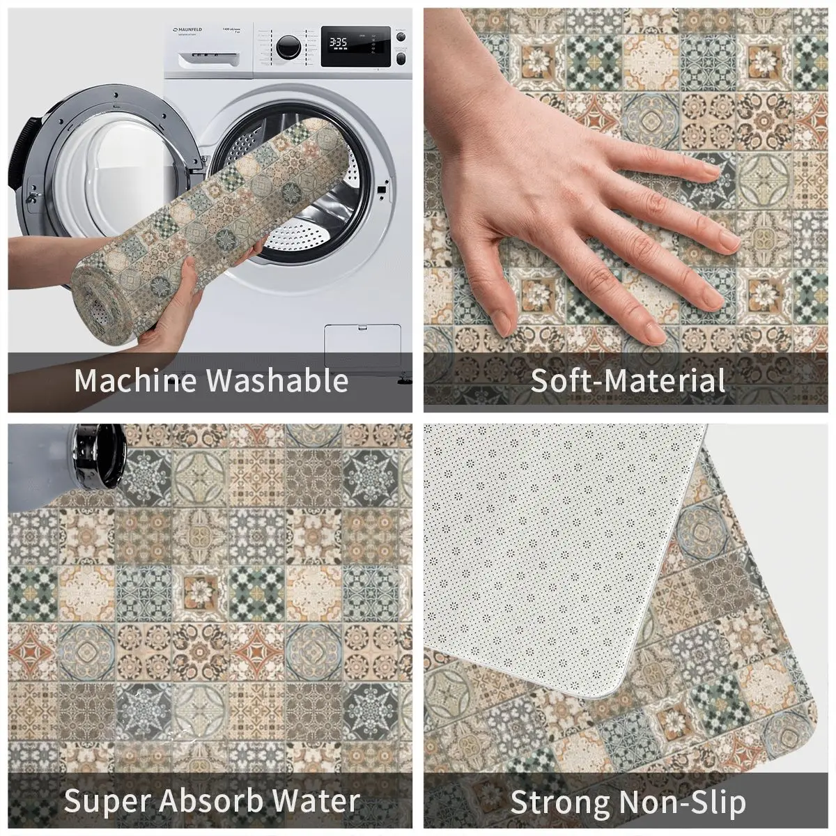 Коврик для ног в рустикальном марокканском стиле впитывающий Противоскользящий