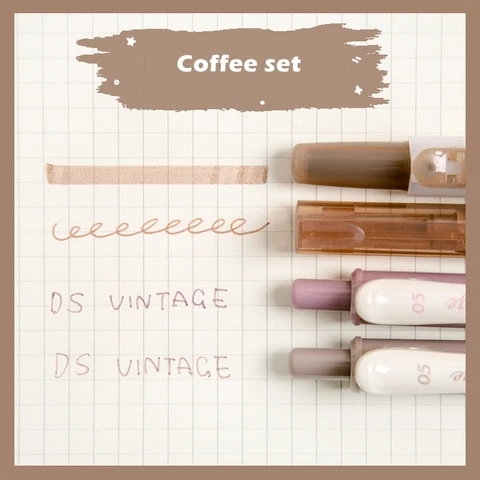 Conjunto de canetas gradientes de cor vintage, 4 unidades, caneta de tinta gel de secagem rápida e marcador fluorescente, desenho, pintura, escritório, escola a6458