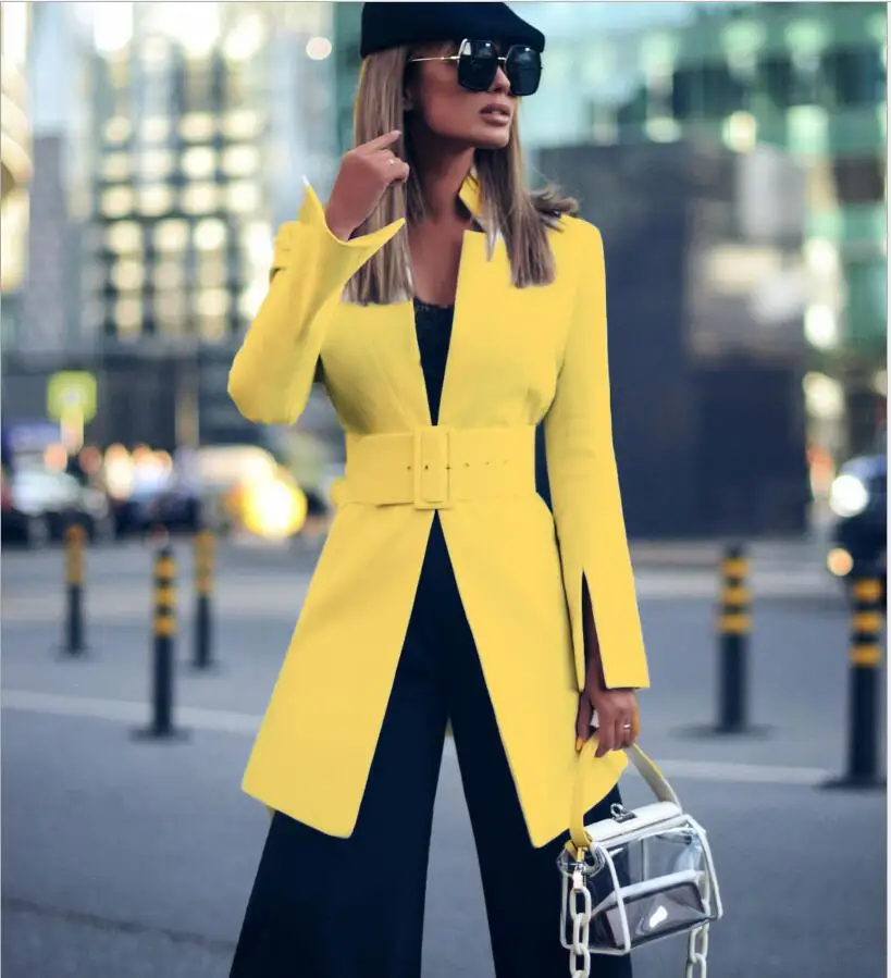 

Spring Autumn Blazers Women Long Suit Plus size Long Sleeve Jacket Casual Tops female Slim Wild Blazers Windbreaker Coat