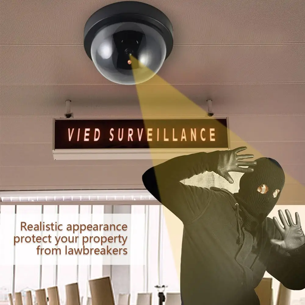 Home Security Fake Camera Wireless Simulated Video Surveillance indoor/outdoor Dummy Dome With Flashing Red Led Light | Безопасность и