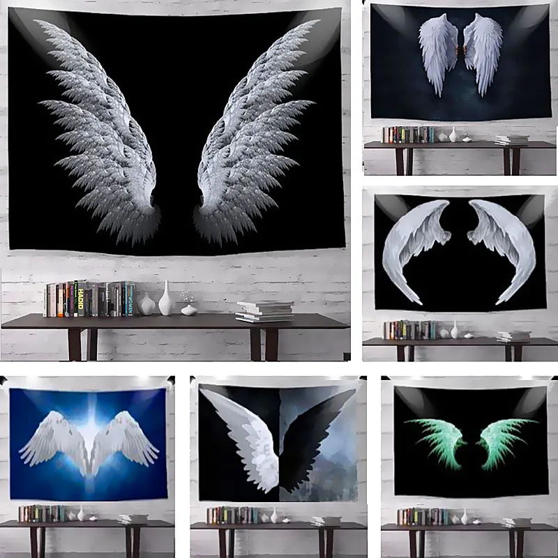 

Nordic Psychedelic Angel Wings Tapestry Wall Hanging Background Art Cloth Beach Yoga Mat Cloth Bedside Dormitory Decoration