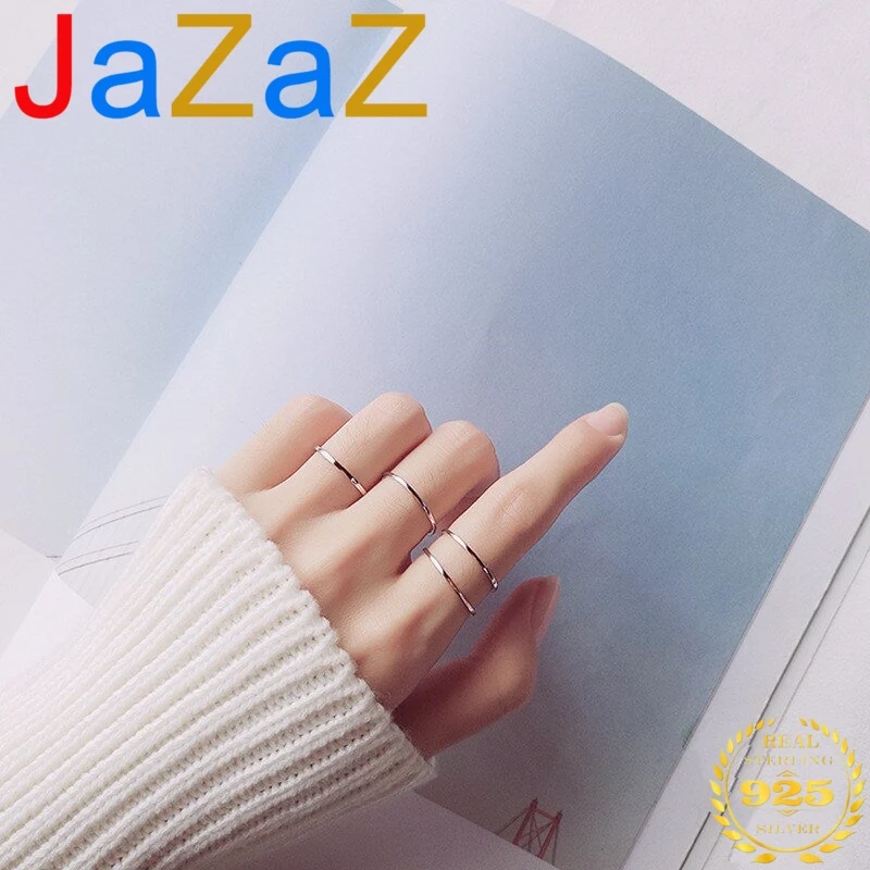 

A00017 Simple Real 100% 925 Sterling Silver Glossy Fine Ring for Women Young Girls Knuckle Finger Rings Jewelry Wholesale
