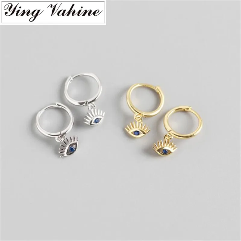 Ying vahine 925 пробы серебряные голубые глаза кулон серьги гвоздики для женщин