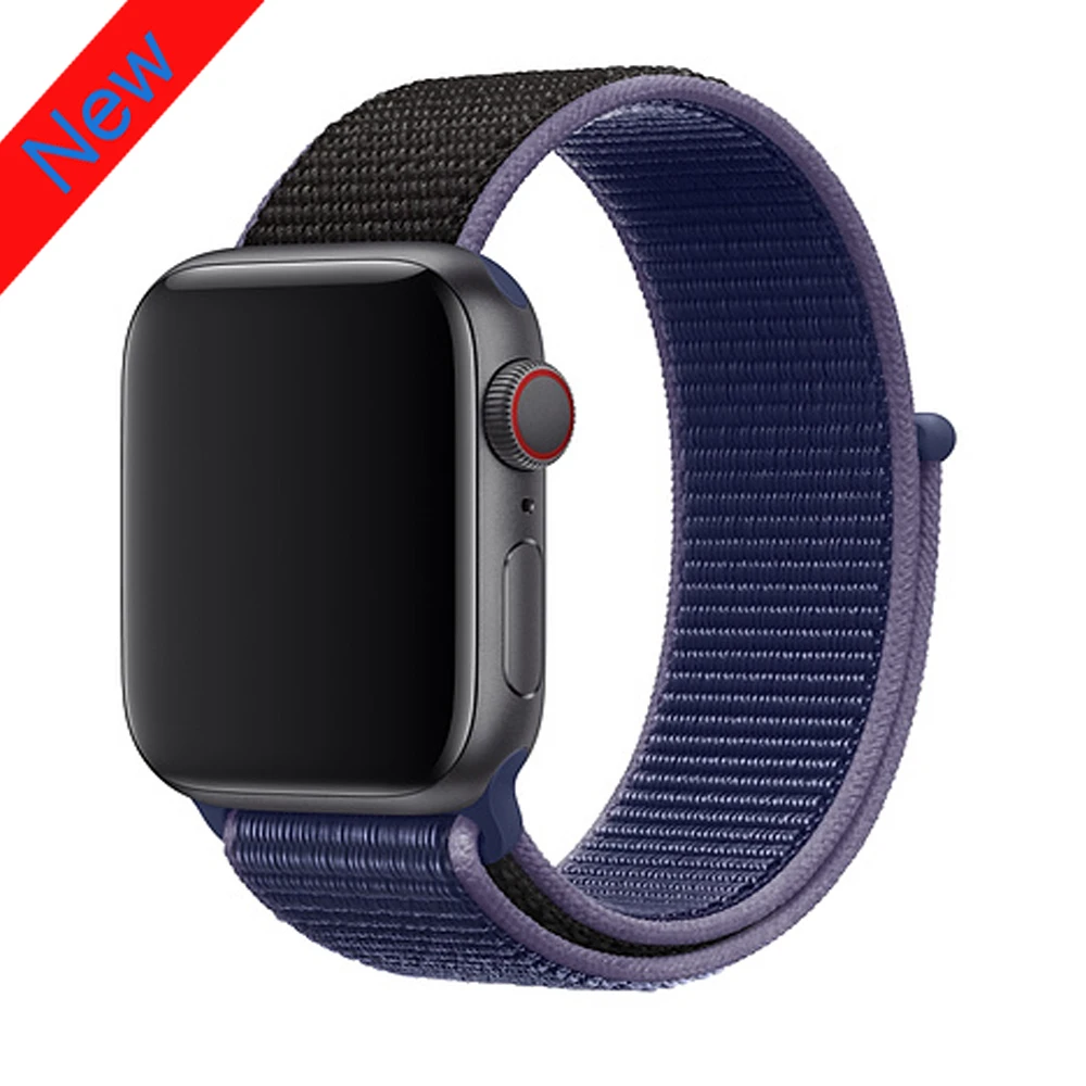 Midnight Blue Нейлоновый ремешок для Apple Watch band 42 мм 38 мм iWatch 4 band 44 мм 40 мм Браслет спортивная петля ремешок для часов correa ремень дышащий - Цвет ремешка: Midnight Blue
